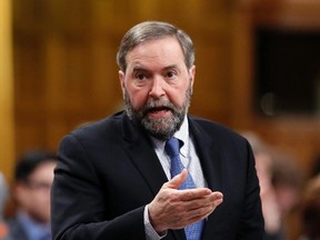 New Democratic Party leader Thomas Mulcair speaks during Question Period in the House of Commons on Parliament Hill on March 24, 2014. (REUTERS/Chris Wattie)