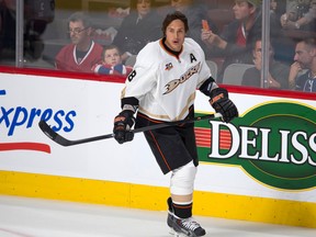 Friday could be the last time Teemu Selanne, shown here in Montreal in October, plays a game at Rexall Place. (QMI AGency)