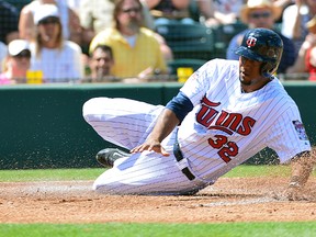 Aaron Hicks batted just .192 in his first stab at the Twins' starting CF job a year ago. He'll receive a chance to get it right this season. (USA Today Sports, photo)