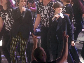 Tegan and Sara, seen here at an open rehearsal at MTS Centre on Friday, are amongst the many performers playing Sunday night at the Juno Awards. (CHRIS PROCAYLO/WINNIPEG SUN)