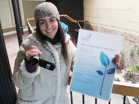 Laura Louise Persichetti is hosting a downtown scavenger hunt to launch her Good Deeds Project Friday, April 4, 2014. The Sarnia, Ont. First Friday event is about promoting good deeds. TYLER KULA/ THE OBSERVER/ QMI AGENCY