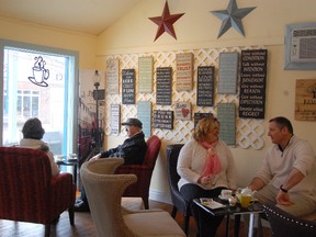 Robin and Richard Cooke with customers at the new café