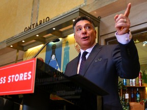 Minister of Finance Charles Sousa announces LCBO stores are coming to major grocery stores across Ontario at the LCBO Summerhill location in Toronto Tuesday April 1, 2014. (Dave Abel/Toronto Sun)