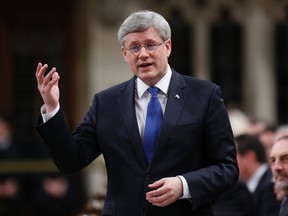 Canada's Prime Minister Stephen Harper speaks during Question Period in the House of Commons on Parliament Hill in Ottawa April 1, 2014.

REUTERS/Chris Wattie