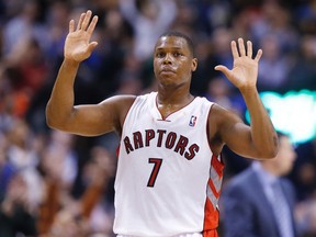 Kyle Lowry goes into the areas usually reserved for bigger players. (Craig Robertson/Toronto Sun)