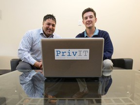 Business development executives Johnny Chehade and Russell Goodwin of PrivIT. (CRAIG GLOVER, The London Free Press)