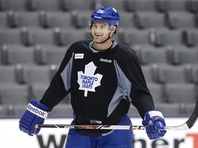 Maple Leaf defenceman Paul Ranger practices at the Air Canada Centre in Toronto on Monday, March 24, 2014. (Craig Robertson/Toronto Sun)