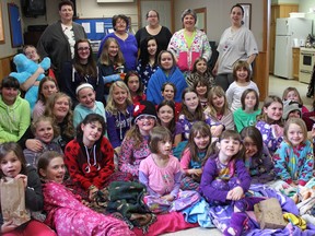 Brownies and Sparks, Girl Guides and Pathfinders from Tillsonburg gathered for a Movie Day on World Thinking Day in February. For those who look forward to Girl Guide Cookies, drop by the Town Centre mall on April 12, 10-2, and support local Guiding groups. (CONTRIBUTED PHOTO)