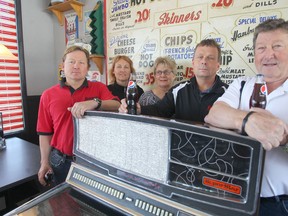 From the left; Lyle, Brenda, Louise, Brent, and Al Thompson. The Thompsons have owned the 85 year old Skinner's business for 35 years.  Jimmy Skinner, original owner's son, was the general manager of the NHL's Detroit Red wings in the 1950s. (Chris Procaylo/Winnipeg Sun)