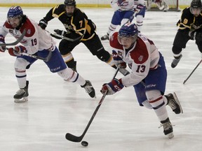 The Kingston Voyageurs lost 7-2 to the host Aurora Tigers Wednesday night, bowing out of  the North-East Conference final in four straight games. (Whig-Standard file photo)