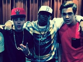 From left to right: Rapper Mack Maine. Justin Bieber, Birdman, Austin Mahone.

(Instagram/JustinBieber)