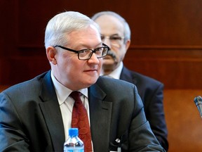 Russian Deputy Foreign Minister Sergei Ryabkov looks on at the start of two days of closed-door nuclear talks at the United Nations offices in Geneva October 15, 2013. (REUTERS/Fabrice Coffrini/Pool)