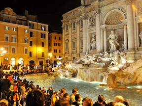 Trevi Fountain is always lively, and at night serves as a major gathering spot for teens on the make and tourists tossing coins. (Photo: Cameron Hewitt)