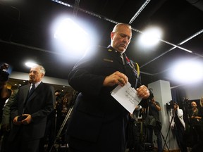 Toronto Police Chief Bill Blair, at an October 31, 2013 news conference, confirmed that police were in possession of the video reportedly depicting Mayor Rob Ford smoking crack cocaine. 
MARK BLINCH/REUTERS