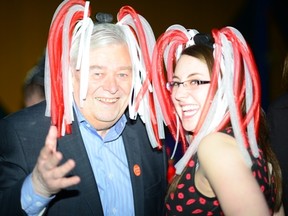 Friends and supporters of the Max Keeping Foundation were out in full force for Keeping's annual charity bowling event on  Saturday, April 5, 2014. Here Keeping is joined by super fan Tia Gallant.
SARAH TAYLOR for the Ottawa Sun
OTTAWA SUN/QMI AGENCY