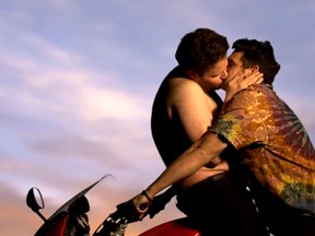 Seth Rogen and James Franco in "Bound 3" - a spoof on Kanye West's "Bound 2" video.