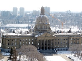 The view of the Alberta Legislature from the top floor of the Federal Building, 9820 - 107 St., in Edmonton Alta., on Friday March 28, 2014. David Bloom/Edmonton Sun/QMI Agency