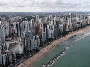 An aerial view is seen of the city of Recife, northeastern Brazil, April 6, 2014. Recife is one of the host cities for the 2014 World Cup in Brazil. (REUTERS)