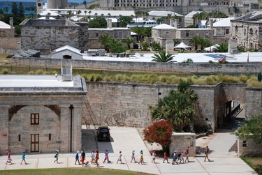 A Local children's group and tourists tour the Royal Naval Dockyard in 
Bermuda. Barbara Taylor/QMI Agency