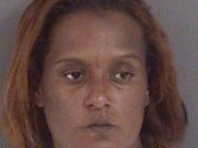 Evelyn Hamilton, 37, is seen in an undated booking photo provided by the Angelina County Jail in Lufkin, Texas.   REUTERS/Angelina County Jail/Handout via Reuters