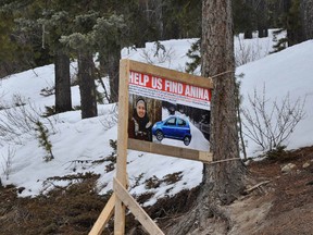 The Edmonton Police Service, with the assistance of the RCMP, continues to search for Anina Hundsdoerfer, 32, who was reported missing just over two weeks ago. The search is focused on the dense forest area along Highway 734 (Trunk Road) between Rocky Mountain House and Nordegg where the missing woman’s 2005 Toyota Echo was located.  Despite the terrain, snow accumulation and weather conditions, RCMP dog teams were able to cover a significant amount of ground, but did not find any further evidence of the missing woman.  Police will search the area further weather permitting. Supplied/Edmonton Police Service