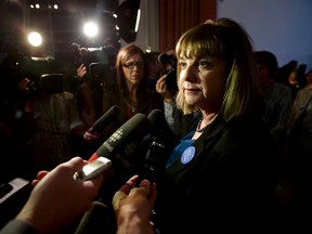 FILE: Mayoral candidate Karen Leibovici speaks with the media after conceding the election at her campaign headquarters at the Art Gallery of Alberta in downtown Edmonton, Alta., on Monday, Oct. 21, 2013. Don Iveson won the election. Ian Kucerak/Edmonton Sun