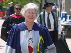Sheila Fraser, the first woman to be appointed Auditor General of Canada, arrives to receive her honourary degree during the afternoon Convocation ceremony on Wednesday, June 6, 2012 at Trent University in Peterborough. CLIFFORD SKARSTEDT/PETERBOROUGH EXAMINER/QMI AGENCY