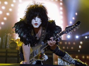 Paul Stanley of rock band Kiss performs during a concert on their Latin America tour, at the Jockey Club in Asuncion November 12, 2012. REUTERS/Jorge Adorno