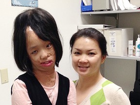 Boun Lod and her mother, Noi. Boun Lod will undergo further surgery in April and is progressing well with her English and studies. Photo submitted.