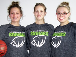 Elizabeth, Katheryne and Emma Lowry all played for the Lethbridge College Kodiaks during the 2013/14 season. Photo submitted.