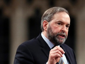 New Democratic Party leader Thomas Mulcair speaks during Question Period in the House of Commons on Parliament Hill in Ottawa April 9, 2014. (REUTERS/Chris Wattie)