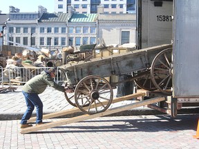Props for the shooting of a movie are piling up in the market square as the area is transformed into a movie set in Kingston on Wednesday.
MICHAEL LEA\THE WHIG STANDARD\QMI AGENCY