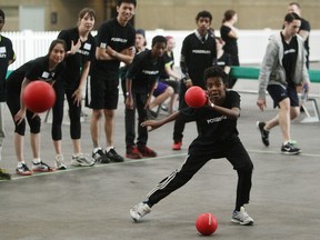 Dodgeball players take part in the UDodge tournament at the Edmonton Expo Centre  recently. It brings at-risk youth and Edmonton police and community members together. EDMONTON SUN/File)