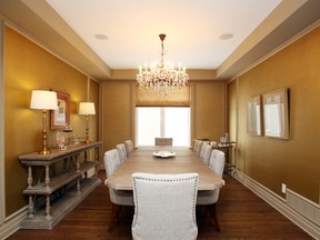 The dining room in the Kawartha model home is formal and fabulous.