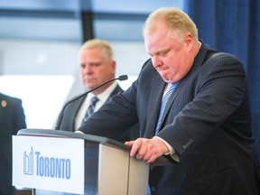 Mayor Rob Ford talks about the death of former Canadian finance minister, and Ford family friend, Jim Flaherty. (ERNEST DOROSZUK/Toronto Sun)