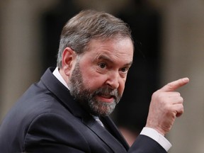 New Democratic Party leader Thomas Mulcair speaks during Question Period in the House of Commons on Parliament Hill in Ottawa April 1, 2014. (REUTERS/Chris Wattie)
