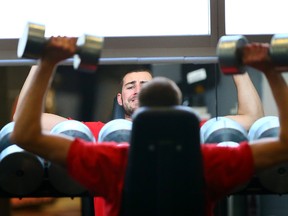 Raptors centre Jonas Valanciunas gets in a workout during practice at the Air Canada Centre yesterday. (Dave Abel/Toronto Sun)