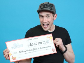 Mitchell native Joshua McLaughlin celebrates his recent lottery win of $200 a week for life. SUBMITTED