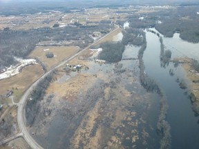 Aerial view of Stoco Lake area flooding on Friday, April 11, 2014. - Luke Hendry/The Intelligencer