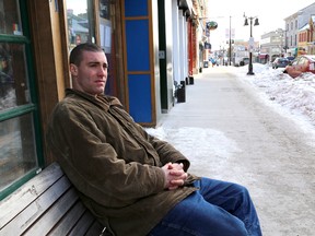 Evan Vankaldenkerken, a man dealing with homelessness and mental health issues, in downtown Kingston. 
IAN MACALPINE/KINGSTON WHIG-STANDARD/QMI AGENCY