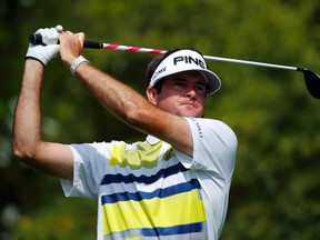 Bubba Watson hits his tee shot on the seventh hole during the second round of the Masters at the Augusta National Golf Club in Augusta, Ga., April 11, 2014. (MIKE BLAKE/Reuters)