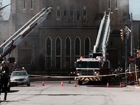 Emergency crews were called about at fire at Aurora United Church around 10:30 a.m. (DAVE THOMAS/Toronto Sun)