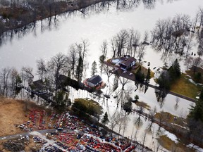 FILE PHOTO BY LUKE HENDRY
Aerial view of flood in Foxboro, in spring 2014.