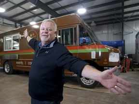 David Craig with a large mobile kitchen truck in his garage at Mobile Kitchens Canada north of Kingston. 
IAN MACALPINE/KINGSTON WHIG-STANDARD/QMI AGENCY