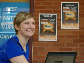 St. Thomas-Elgin General Hospital employee Kimberly Boughner is the first runner to sign up online for Railway City Road Races on Friday in St. Thomas at STEGH. (Eric Bunnell, Times-Journal)