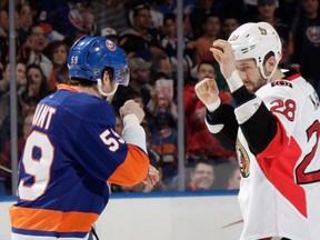 Matt Kassian didn't fare too well in his fight against Islanders' Brett Gallant on Tuesday.