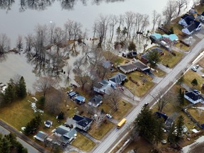 Ashley Street in Foxboro, Ont., in Belleville's rural Thurlow ward sit amidst some of the area's worst flooding Friday, April 11, 2014. (Luke Hendry/The Intelligencer/QMI Agency)