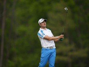 Jonas Blixt of Sweden tees off on the 12th hole during the final round of the 78th Masters Golf Tournament at Augusta National Golf Club on Sunday in Augusta, Ga. (AFP/PHOTO)