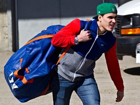 Edmonton Oilers forward Nail Yakupov clears out of Rexall Place in Edmonton, Alta., on Sunday, April 13, 2014. Codie McLachlan/Edmonton Sun/QMI Agency