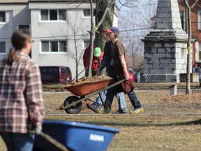 More than 20 people showed up Sunday to help clean up McBurney Park in Kingston.